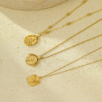 Roman Coin Charm Necklace Stainless Steel 18K Gold - 图片 2