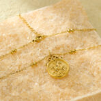 Roman Coin Charm Necklace Stainless Steel 18K Gold - 图片 3