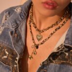 Leopard Print Love Pendant Stainless Steel Necklace 18K Gold Chain Necklace Jewelry