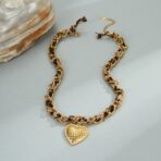 Leopard Print Love Pendant Stainless Steel Necklace 18K Gold Chain Necklace Jewelry - 图片 4