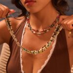 Natural Stone Necklace with18K Gold Stainless Steel Waterproof Necklace - 图片 2