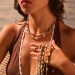 Natural Stone Necklace with18K Gold Stainless Steel Waterproof Necklace