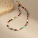 Natural Stone Necklace with18K Gold Stainless Steel Waterproof Necklace - 图片 4