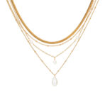 18k Gold Plated Multi-Layer Teardrop Pearl Jewelry Necklaces - 图片 5