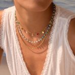 Multicolor Beaded Necklace Jewelry 18k Gold Plated Stainless Steel