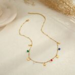 Multicolor Beaded Necklace Jewelry 18k Gold Plated Stainless Steel - 图片 2