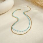 Multicolor Beaded Necklace Jewelry 18k Gold Plated Stainless Steel - 图片 3