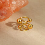 Fashion Open Adjustable Simple Jewelry 18k Gold Plated Ring Women - 图片 3