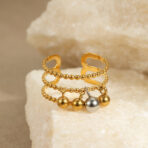 Fashion Open Adjustable Simple Jewelry 18k Gold Plated Ring Women - 图片 4