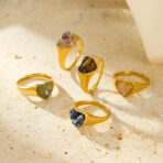 Rings Stainless Steel Natural Stone18k PVD Women's Gold - 图片 2