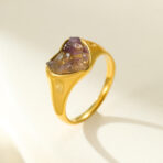 Rings Stainless Steel Natural Stone18k PVD Women's Gold - 图片 4