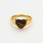 Rings Stainless Steel Natural Stone18k PVD Women's Gold - 图片 5