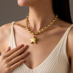 Five-Pointed Star Heart Stainless Steel Necklace for Jewelry