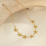 Shells Scallops Starfish Heart Conch Pendant Stainless Steel Necklace Set - 图片 4