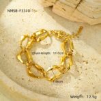 Stainless Steel 18K Gold Plated Zircon Jewelry Set Stackable Bracelet - 图片 2