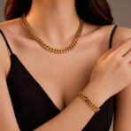 18K Gold Plated Stainless Steel Flat Link Chain Necklace