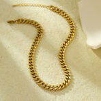 18K Gold Plated Stainless Steel Flat Link Chain Necklace - 图片 3