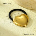 Stainless Steel 18k Gold Plated Chunky Elastic Hair Rope Ring Band for Women - 图片 4