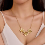 Flowers Necklace 18K Gold Plated Stainless Steel 3 Flower Pendant Necklace for Women