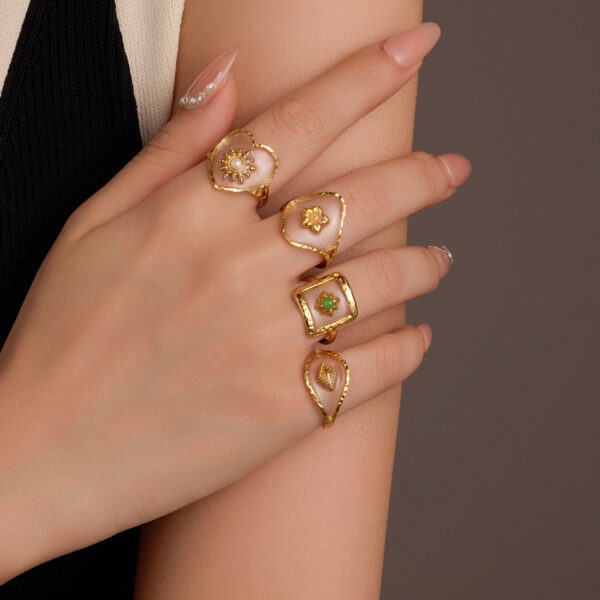 18K Gold Plated Open Rings Adjustable Trendy Stainless Steel