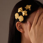 18k Gold Stainless Steel Women Flower Hair Pins For Jewelry