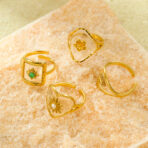 18K Gold Plated Open Rings Adjustable Trendy Stainless Steel - 图片 2