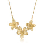Flowers Necklace 18K Gold Plated Stainless Steel 3 Flower Pendant Necklace for Women - 图片 5