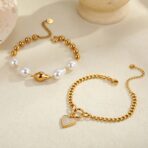 18K Gold Plated Stainless Steel Bracelet Non Tarnish Jewelry for Women - 图片 2