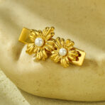 Steel 18K Gold Pearl Hairpin Hair Ornament Female Clip Press Clip - 图片 3