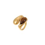 Stainless Steel Gold Plated Waterproof Water Drop Natural Stone Pearl Ring for Women - 图片 5