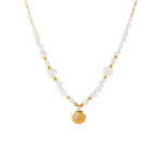 18K Gold Stainless Steel Starfish Pearl Beaded Necklace and Bracelet Set - 图片 5