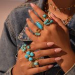 Stainless Steel Rings Set PVD 18K Gold Plated Rings for Women