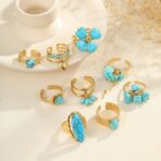 Stainless Steel Rings Set PVD 18K Gold Plated Rings for Women - 图片 2