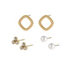 3 Pairs/Set Stainless Steel Stud Earrings Sets Women - 图片 5