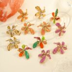 Double Layer Flower Enamel Pvd 18k Gold Plated Stainless Steel Ring - 图片 2