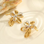 Double Layer Flower Enamel Pvd 18k Gold Plated Stainless Steel Ring - 图片 3