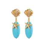 Stainless Steel Gold Sea Shell Jewelry Beachy Natural Stone For Earrings - 图片 5