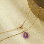 Jewelry Stainless Steel Double-Layers Natural Stone Pendant Necklace - 图片 3