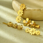 Stainless Steel Hair Clips Flower for Women Luxury Pvd Gold Plated - 图片 3