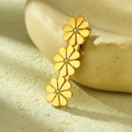 Stainless Steel Hair Clips Flower for Women Luxury Pvd Gold Plated - 图片 4