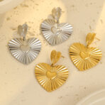 Wholesale Women Gold Stainless Steel Heart Drop Earrings - 图片 2