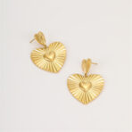 Wholesale Women Gold Stainless Steel Heart Drop Earrings - 图片 5