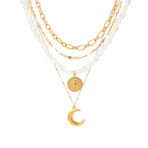Gold Stainless Steel Pearl Layered Necklace Set - 图片 5