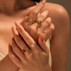 18K PVD Gold Plated Ring Stainless Steel Hollow Colorful Rings