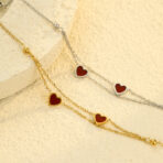 Stainless Steel Heart-shaped Zircon High-end Titanium Steel Couple Bracelet - 图片 2