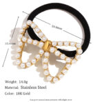 Hair Accessories Stainless Steel Metal Pearl Bow Hair Ropes for Women - 图片 3