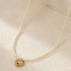 18k Gold Plated Heart Stainless Steel Pearl Necklace - 图片 3