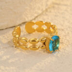 18K PVD Gold Plated Ring Stainless Steel Hollow Colorful Rings - 图片 3