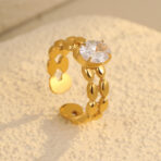 18K PVD Gold Plated Ring Stainless Steel Hollow Colorful Rings - 图片 4