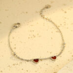 Stainless Steel Heart-shaped Zircon High-end Titanium Steel Couple Bracelet - 图片 4